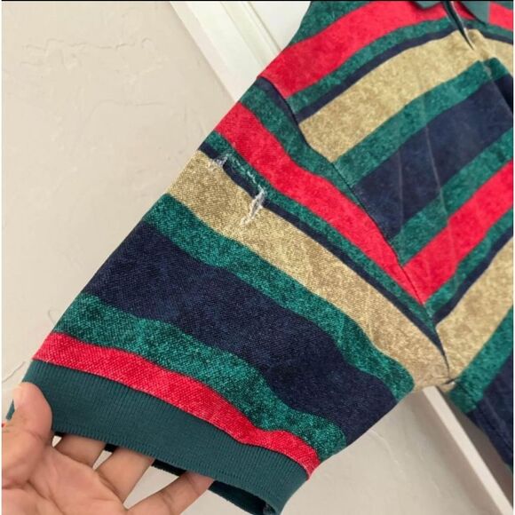 Y2K VINTAGE MEN’S CROSS CREEK STRIPE POLO SHIRT -SIZE XL Made in USA 100% COTTON - Picture 2 of 3